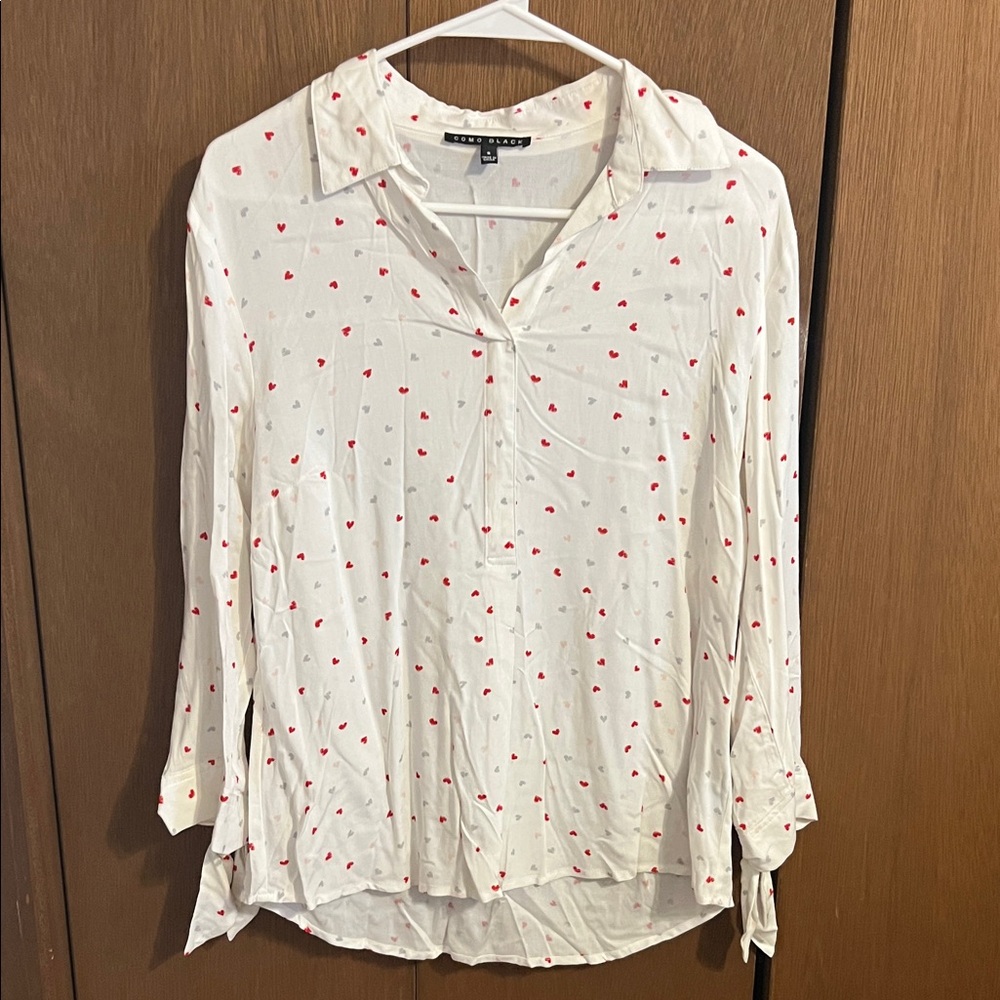 White and Red Polka Dot Women's Top
